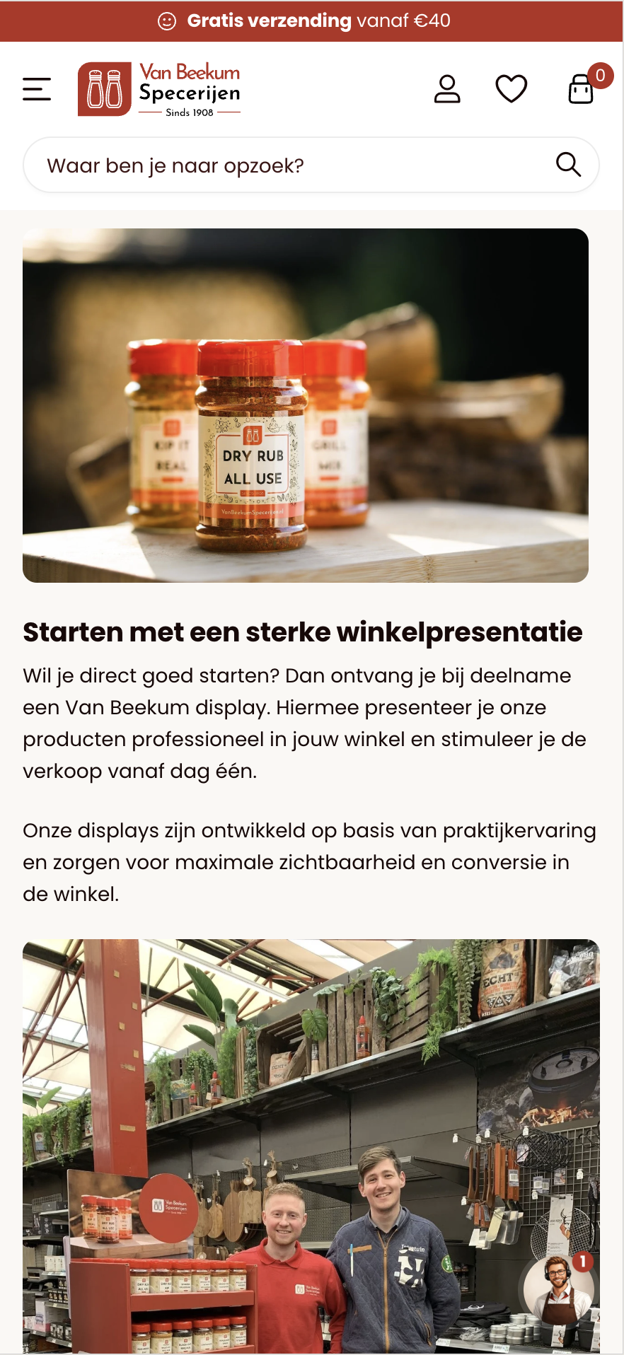 Mobile view of the Van Beekum Specerijen Shopify store