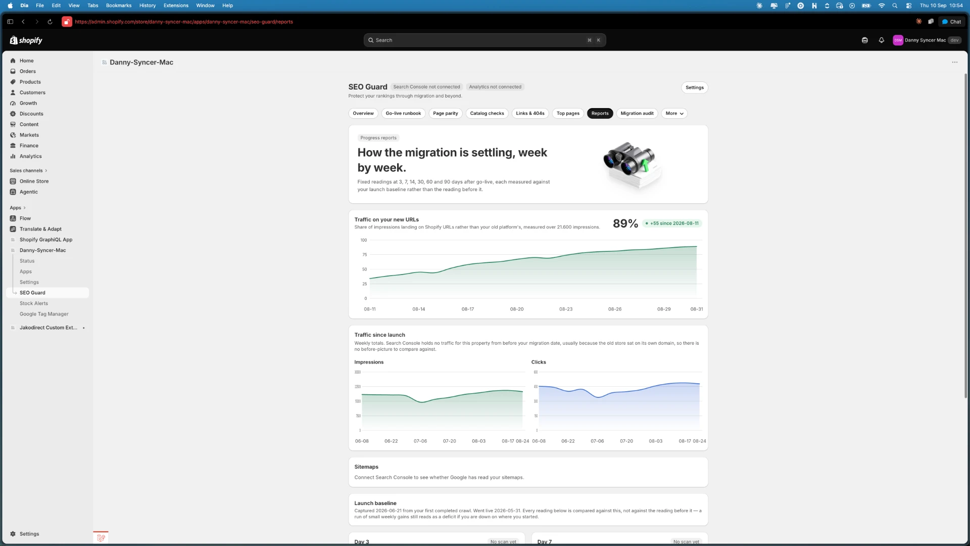 Syncer SEO Guard dashboard with traffic and ranking reports