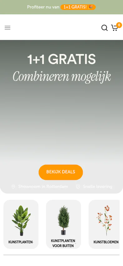 Easyplants webshop on mobile