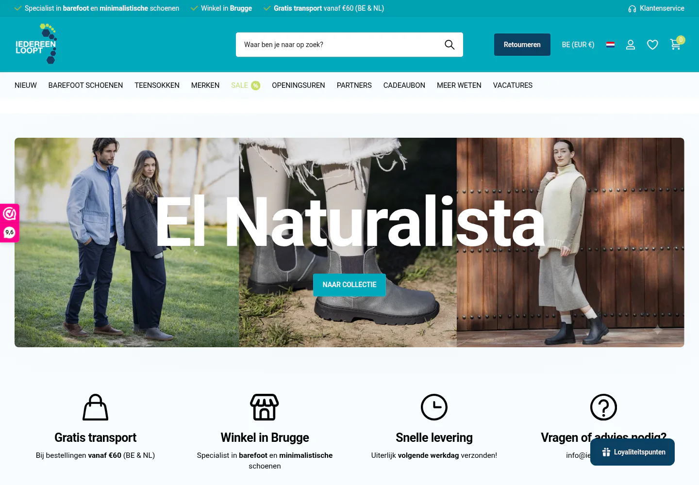 Iedereen Loopt webshop on desktop