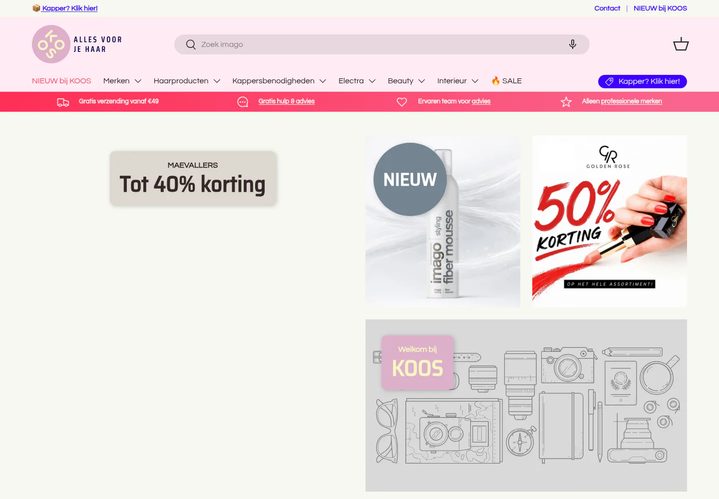 Koos van der Beek webshop on desktop