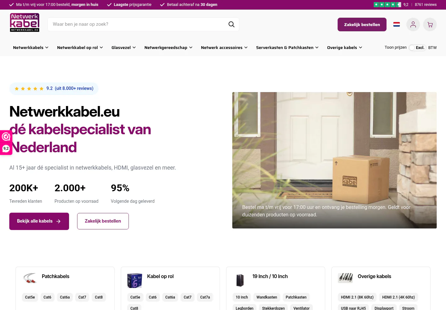 Netwerkkabel.eu webshop on desktop