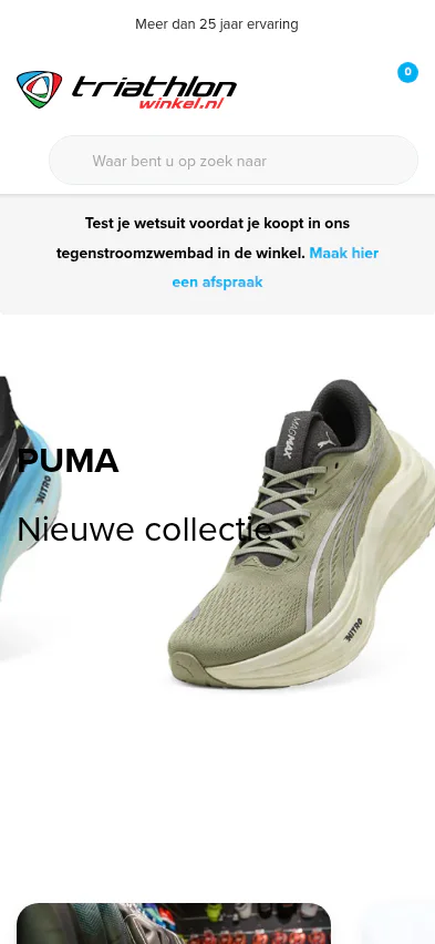 Triathlonwinkel webshop on mobile