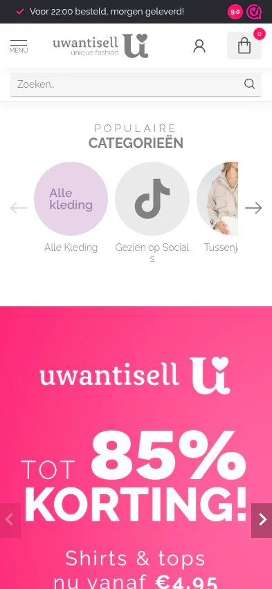 U Want I Sell webshop on mobile