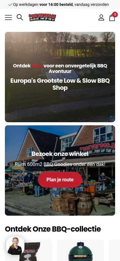 Vuur & Rook webshop op mobiel