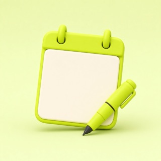Icon of a notepad with a pen