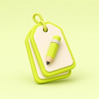Icon of tags with a pencil