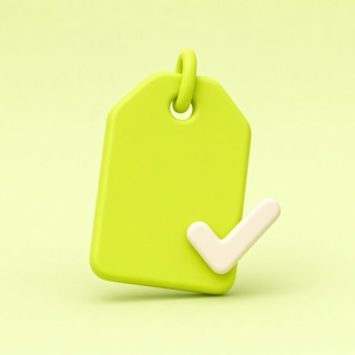 Icon of a price tag with a check mark